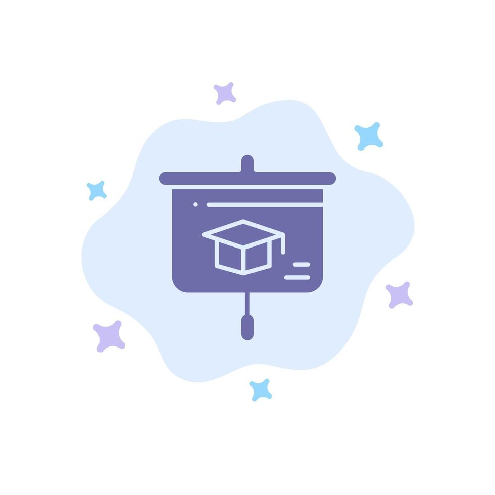 gráfico educación presentación escuela icono azul sobre fondo de nube abstracta vector