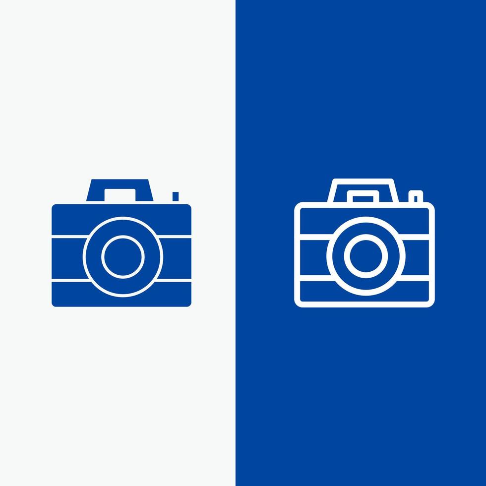 Camera Computer Digital Technology Line and Glyph Solid icon Blue banner Line and Glyph Solid icon Blue banner vector