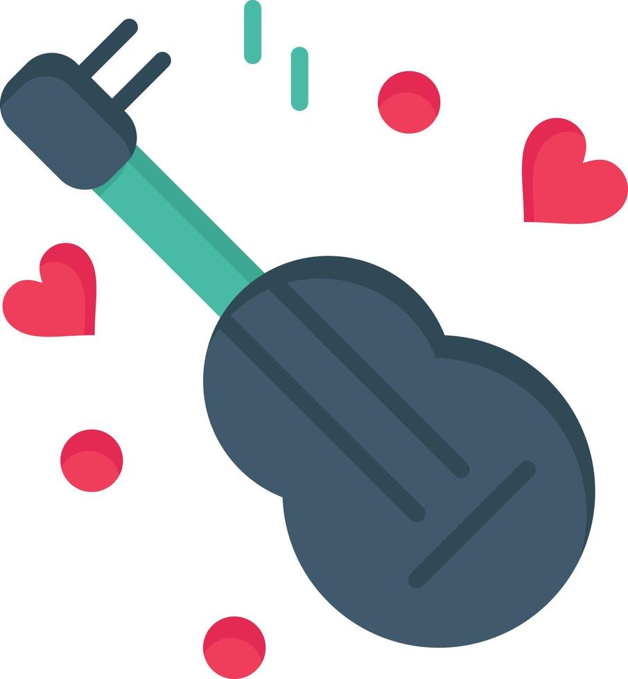 Guitar Song Music Love  Flat Color Icon Vector icon banner Template