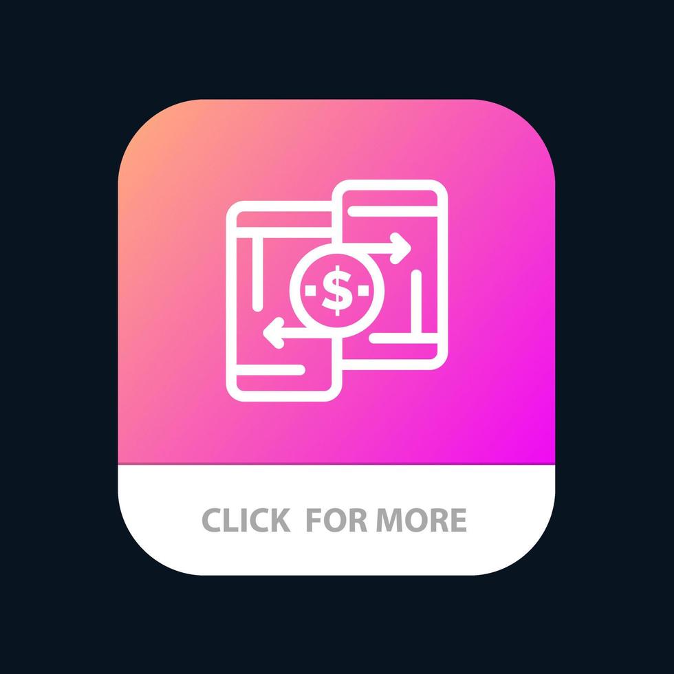 Mobile Money Payment PeerToPeer Phone Mobile App Button Android and IOS Line Version vector