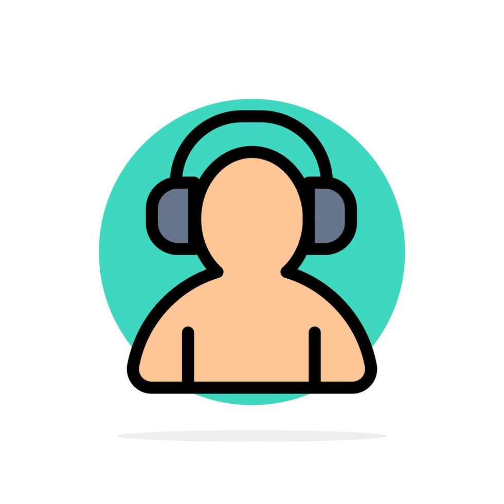 avatar soporte hombre auriculares círculo abstracto fondo color plano icono vector