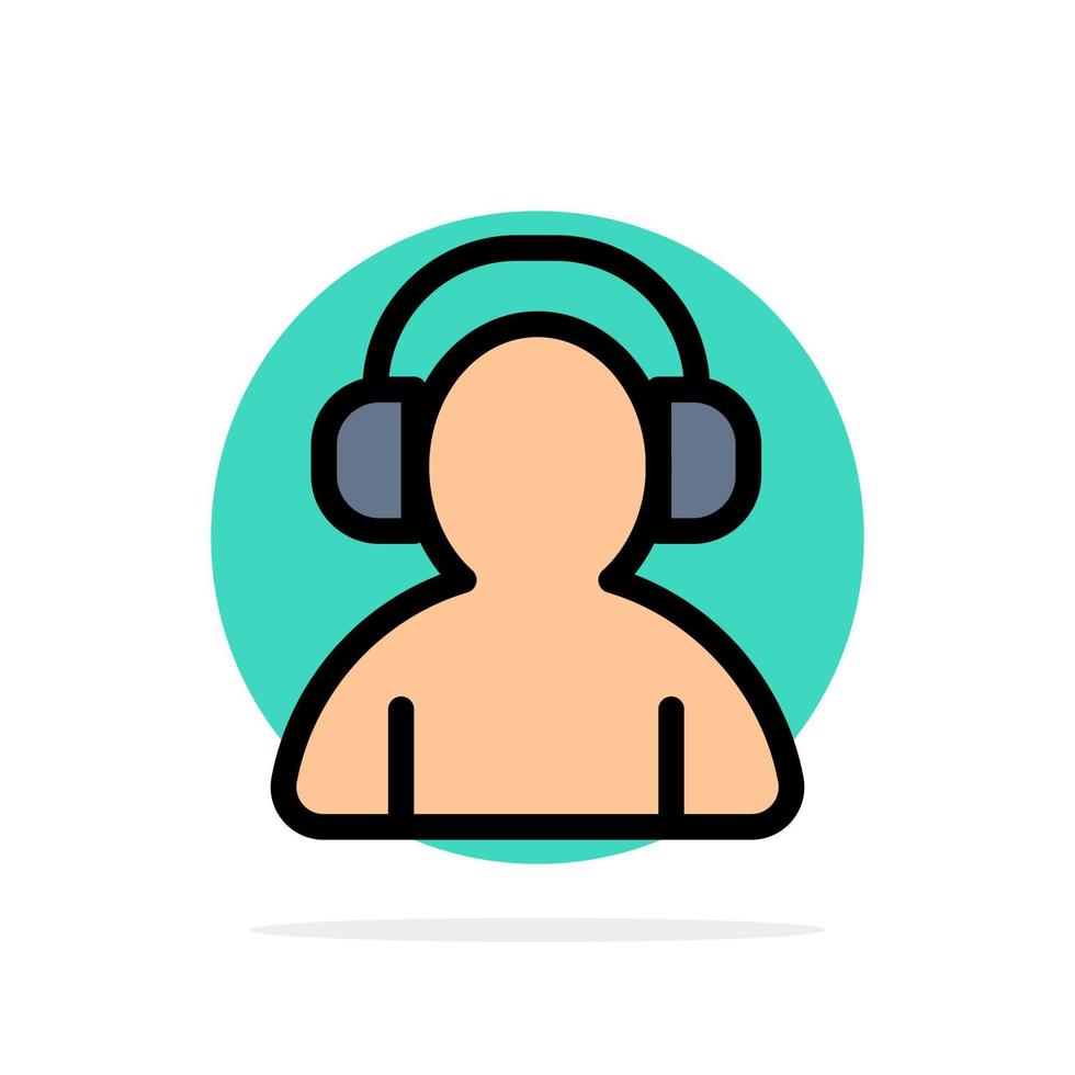 Avatar Support Man Headphone Abstract Circle Background Flat color Icon vector