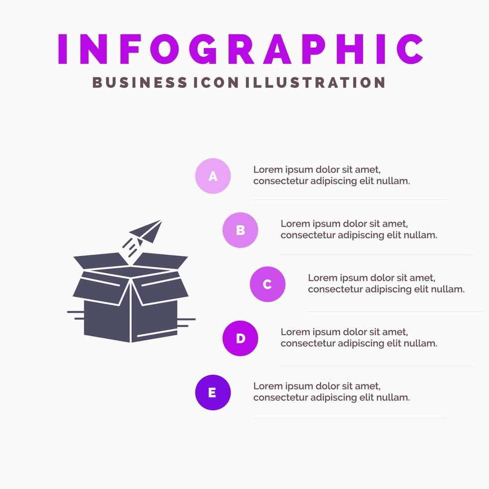 Box Business Package Product Release Release Shipping Startup Solid Icon Infographics 5 Steps Presentation Background vector