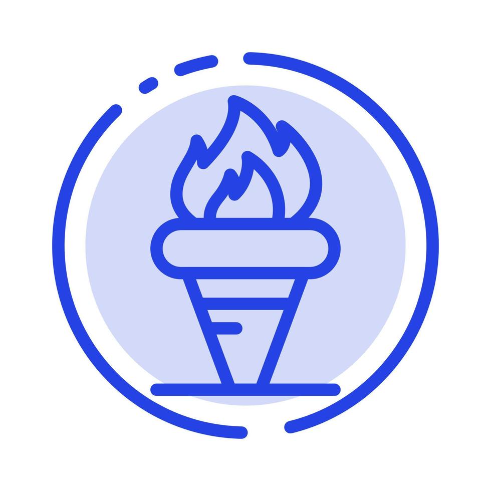 Flame Games Greece Holding Olympic Blue Dotted Line Line Icon vector