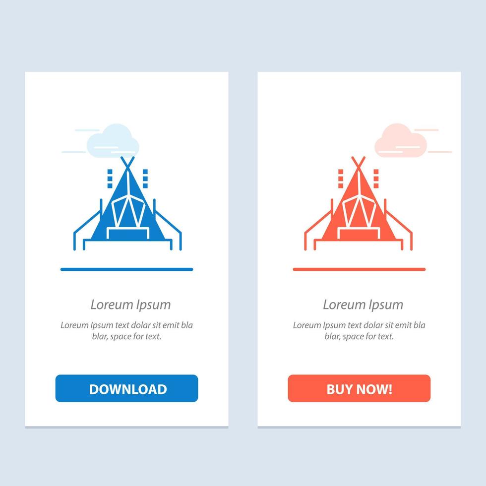 Camp Tent Camping  Blue and Red Download and Buy Now web Widget Card Template vector