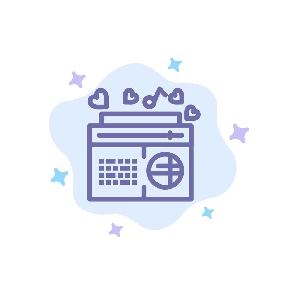 Radio Music FM Speaker Songs Blue Icon on Abstract Cloud Background vector