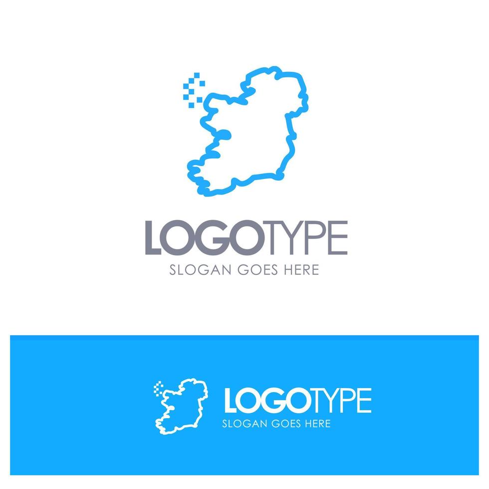 World Map Ireland Blue Outline Logo Place for Tagline vector