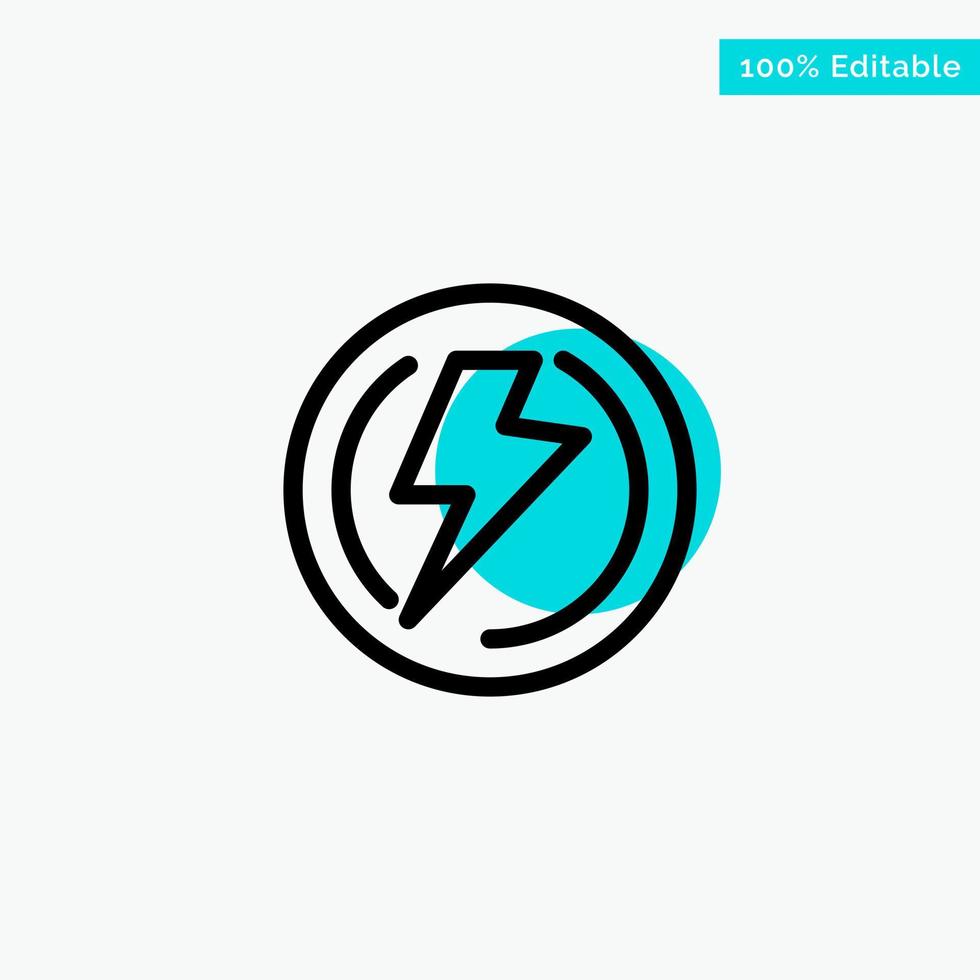 Bolt Light Voltage Industry Power turquoise highlight circle point Vector icon