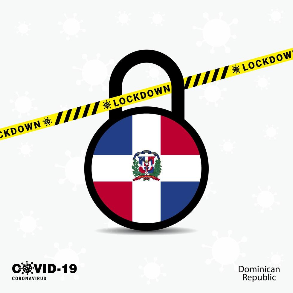 Dominican Republic Lock DOwn Lock Coronavirus pandemic awareness Template COVID19 Lock Down Design vector