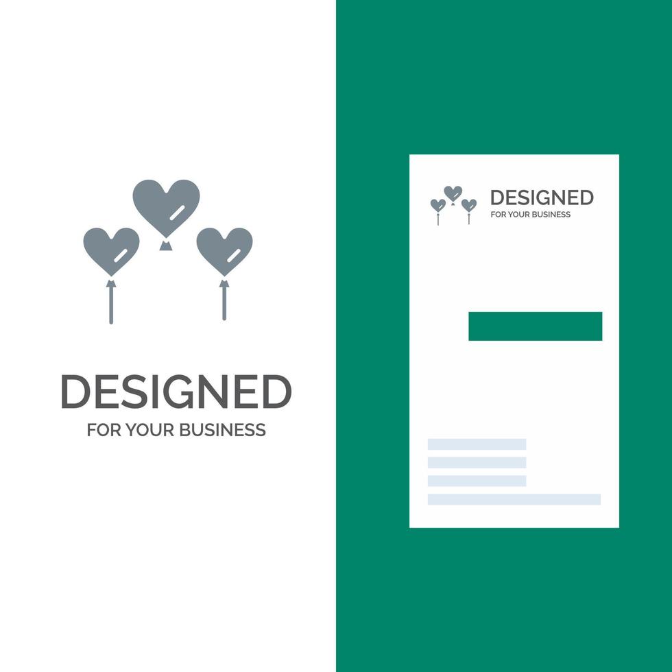 Heart Balloon Love Grey Logo Design and Business Card Template vector