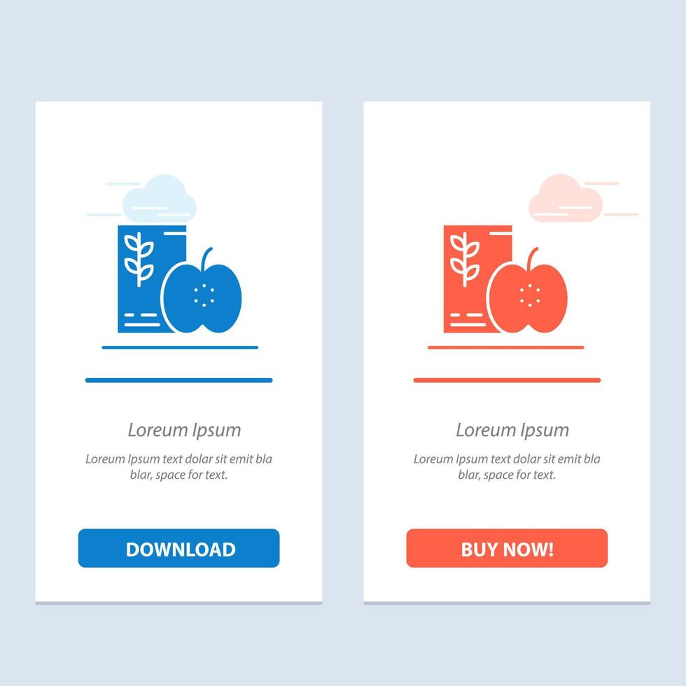 Breakfast Diet Food Fruits Healthy  Blue and Red Download and Buy Now web Widget Card Template vector