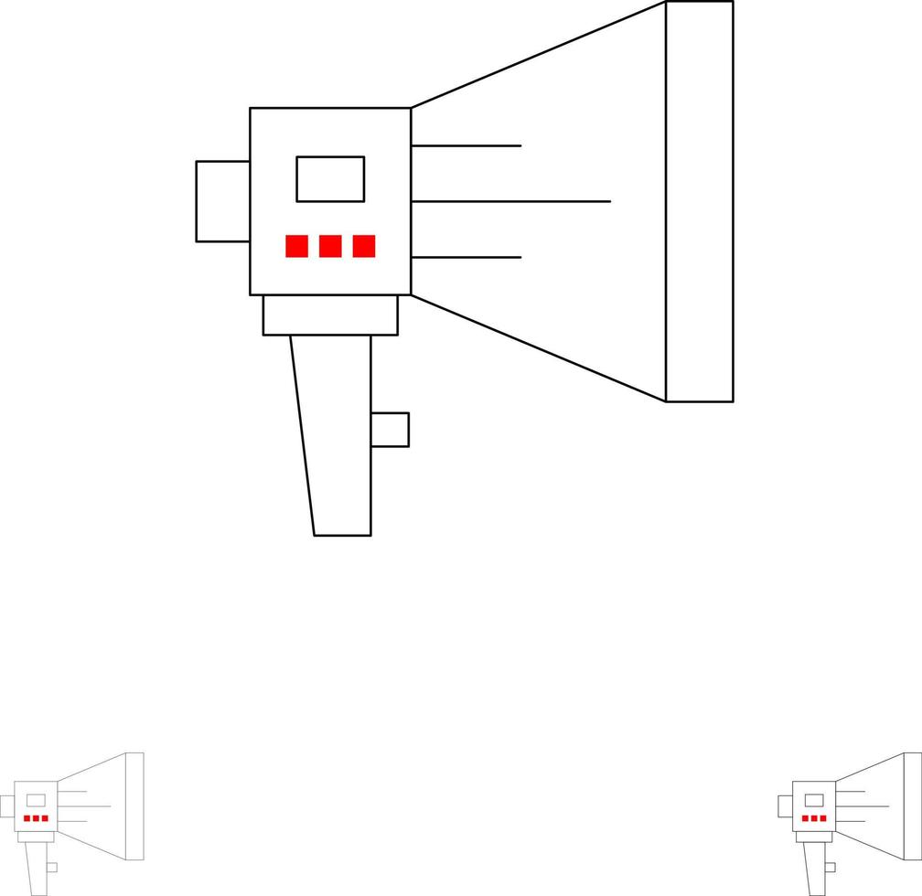 Announce Digital Loudspeaker Marketing Megaphone Speaker Tool Bold and thin black line icon set vector