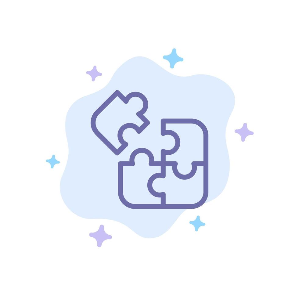 Business Game Logic Puzzle Square Blue Icon on Abstract Cloud Background vector