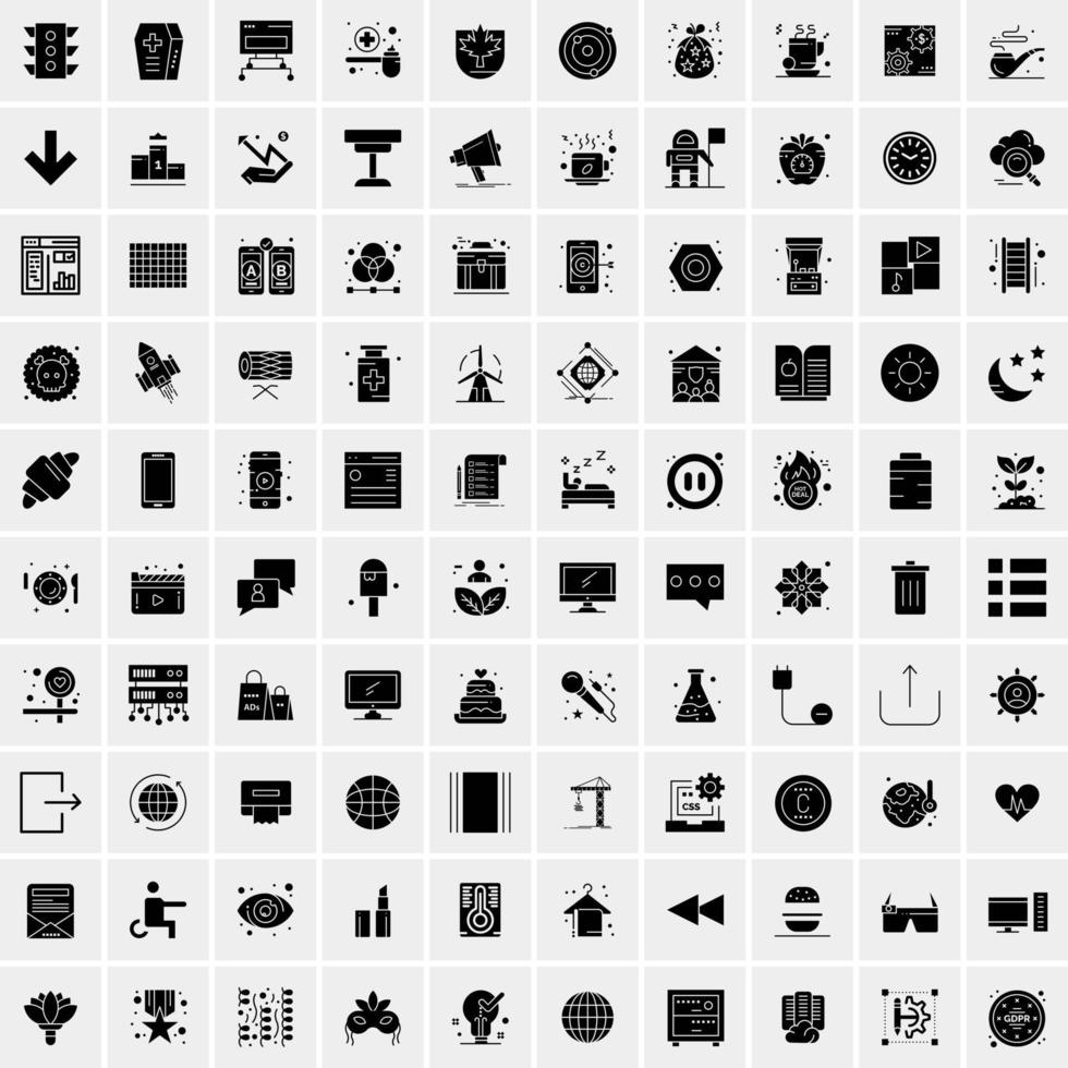 Set of 100 Universal Solid Icons vector