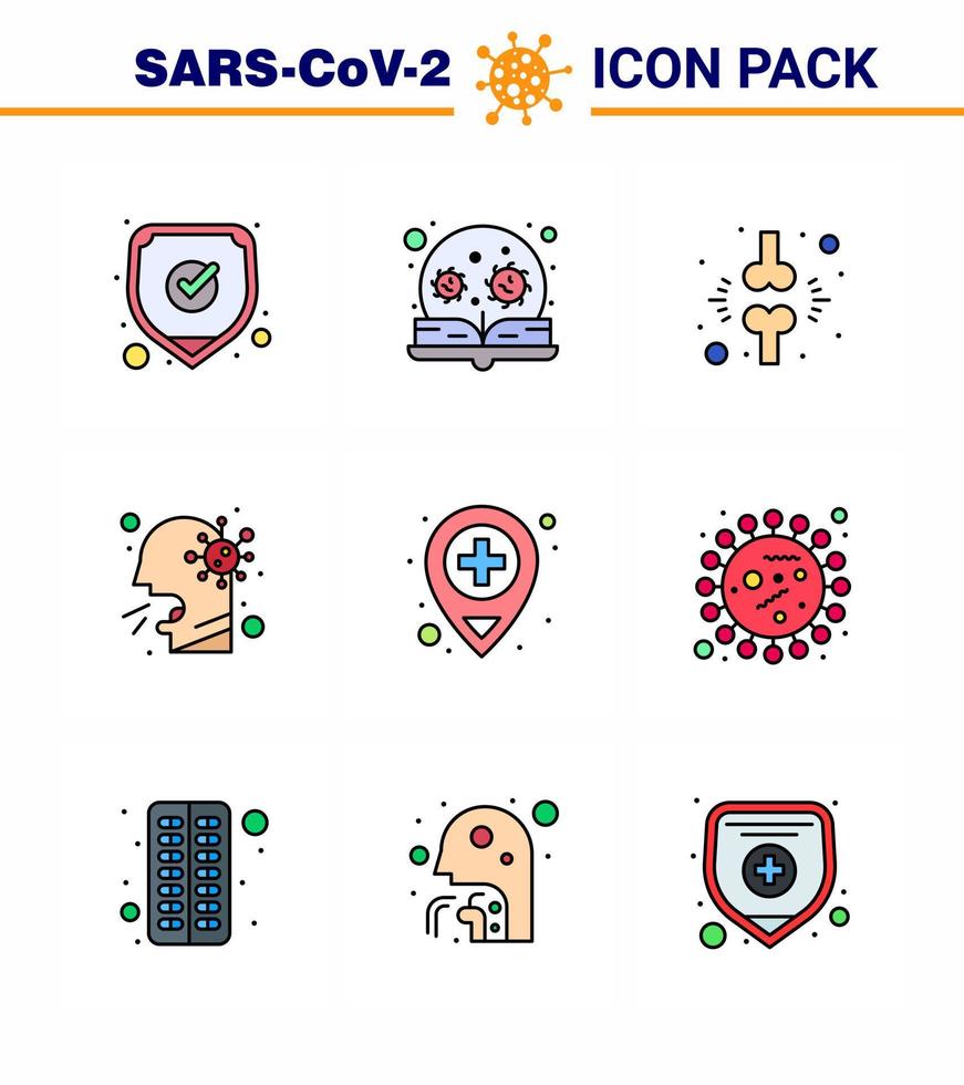 9 Filled Line Flat Color Coronavirus Covid19 Icon pack such as people healthcare virus cough injured viral coronavirus 2019nov disease Vector Design Elements