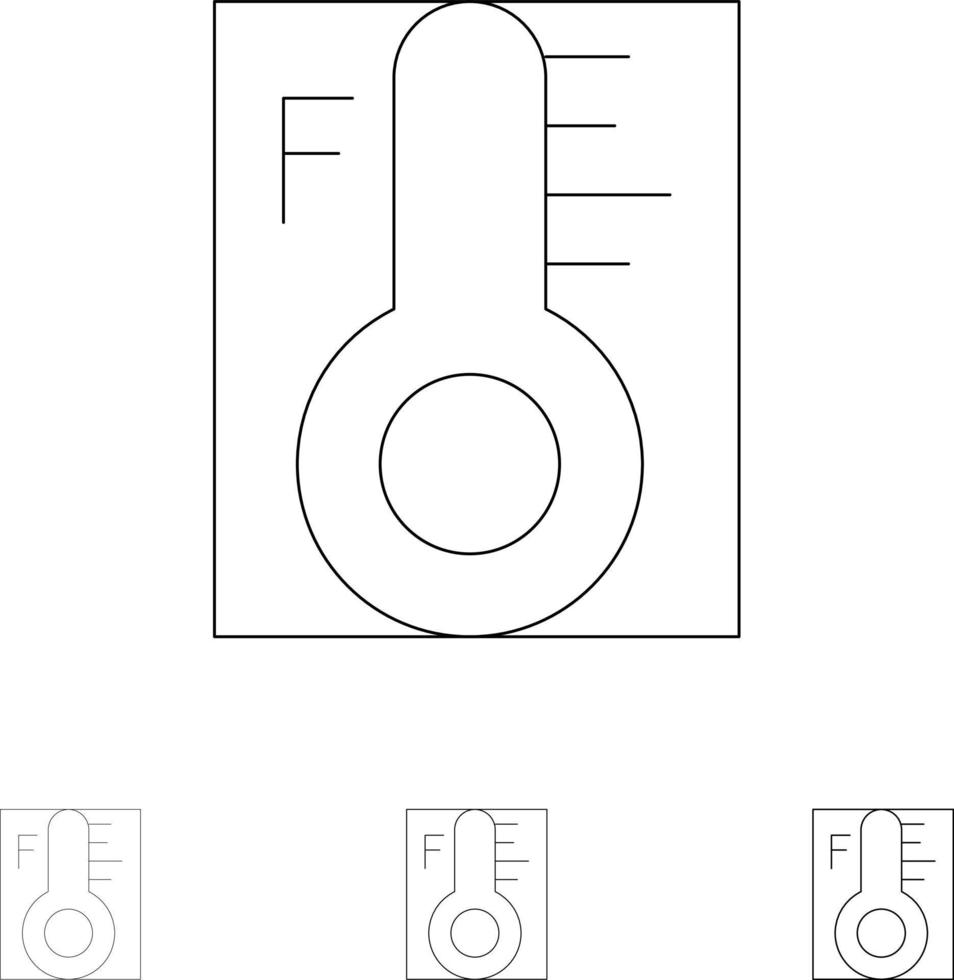 Cloud Light Rainy Sun Temperature Bold and thin black line icon set vector