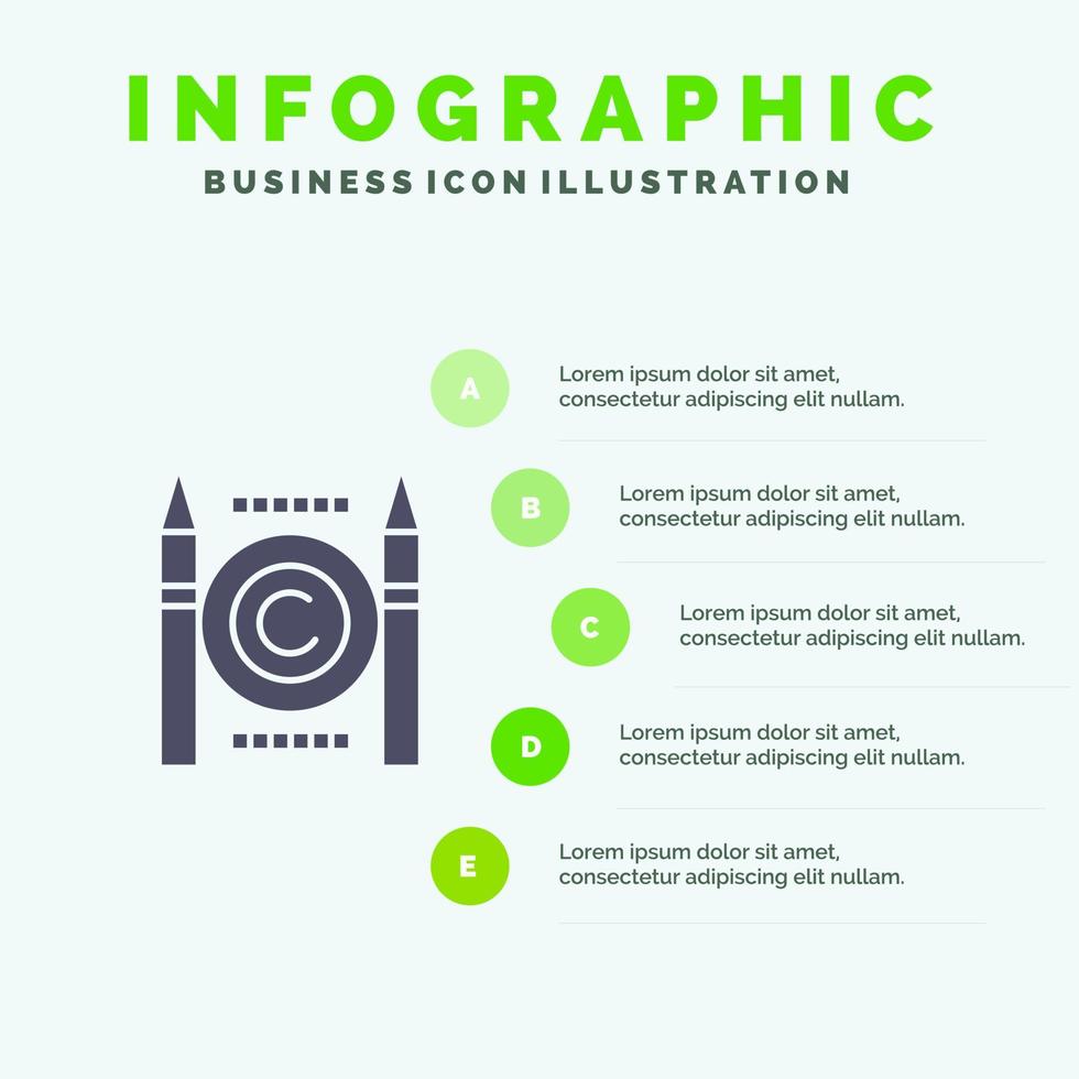 Business Conflict Copyright Digital Solid Icon Infographics 5 Steps Presentation Background vector