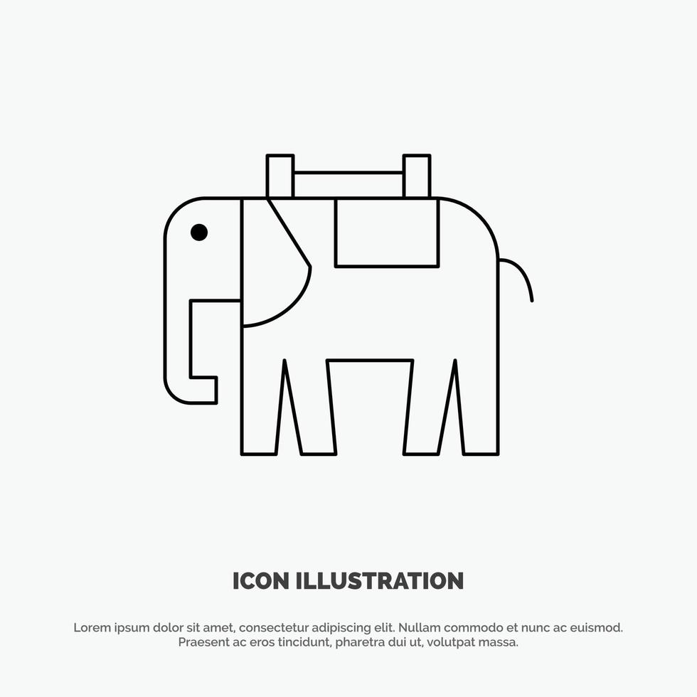 Africa Animal Elephant Indian Line Icon Vector