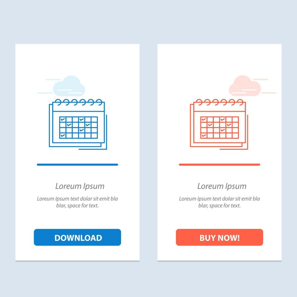 Calendar Business Date Event Planning Schedule Timetable Blue and Red