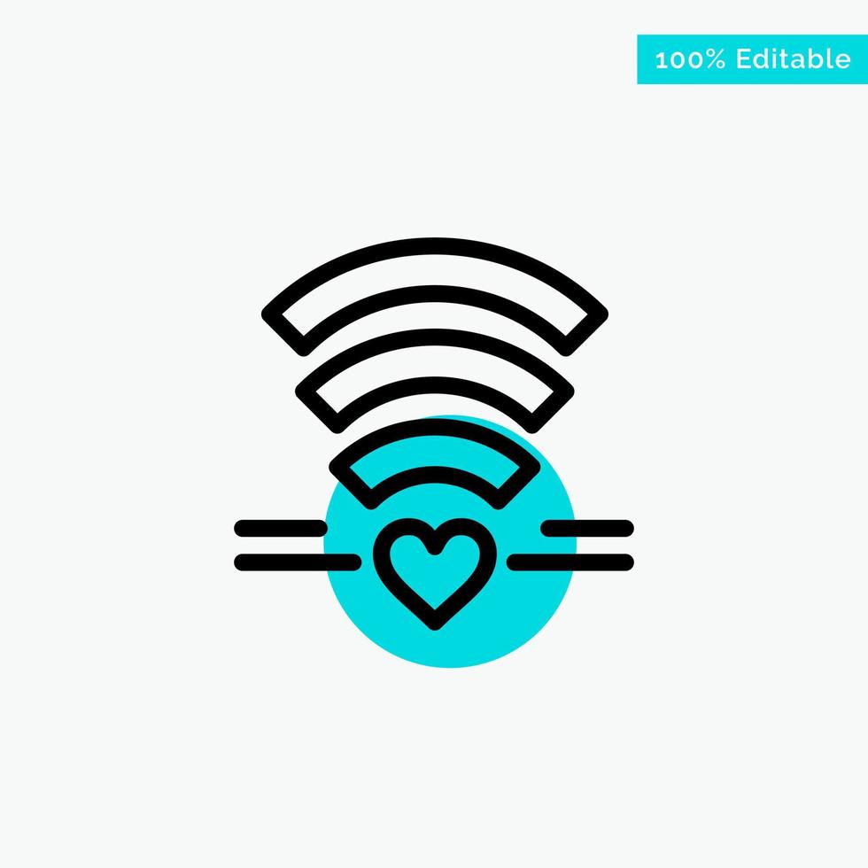 wifi amor boda corazón turquesa resaltar círculo punto vector icono