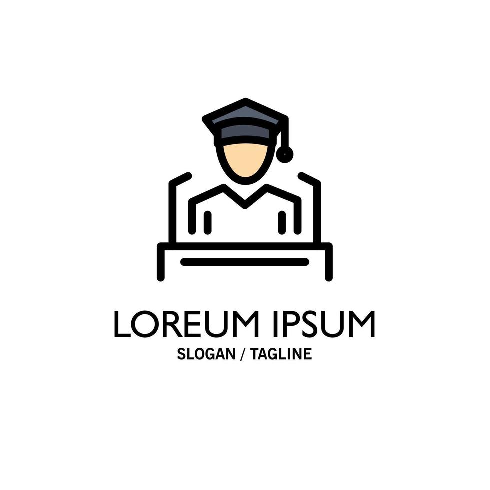 Cap Education Graduation Speech Business Logo Template Flat Color vector