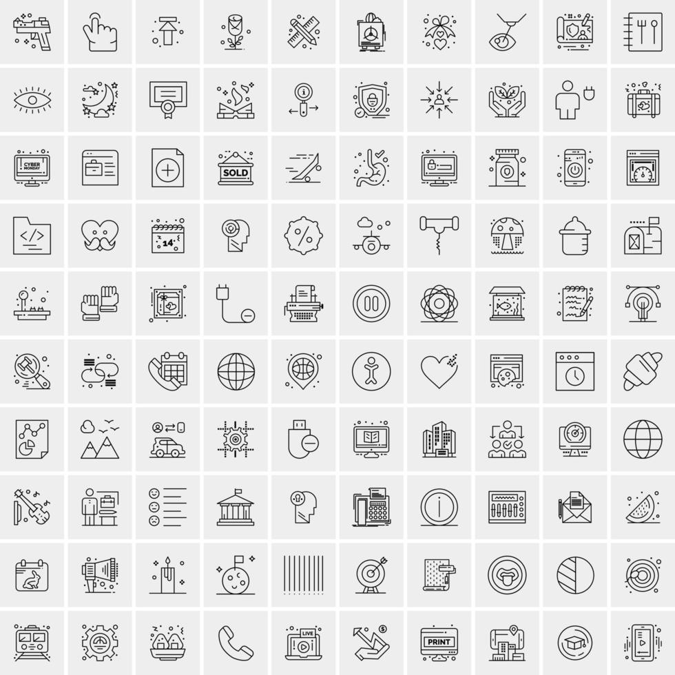 conjunto de 100 iconos de línea de negocios creativos vector