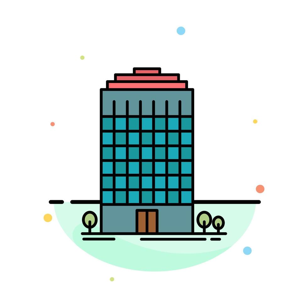 Building Office Tower Space Abstract Flat Color Icon Template vector