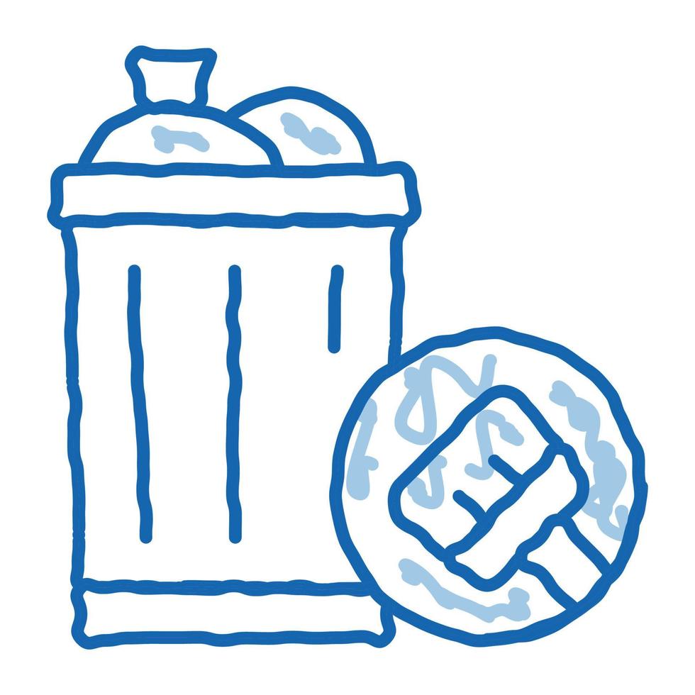 Rubbish Trash Can doodle icon hand drawn illustration vector