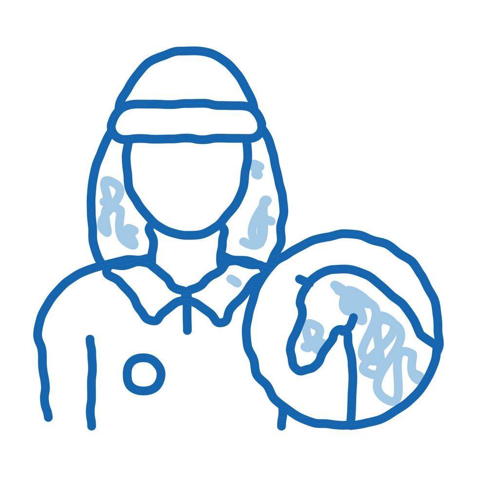 Woman Jockey doodle icon hand drawn illustration vector