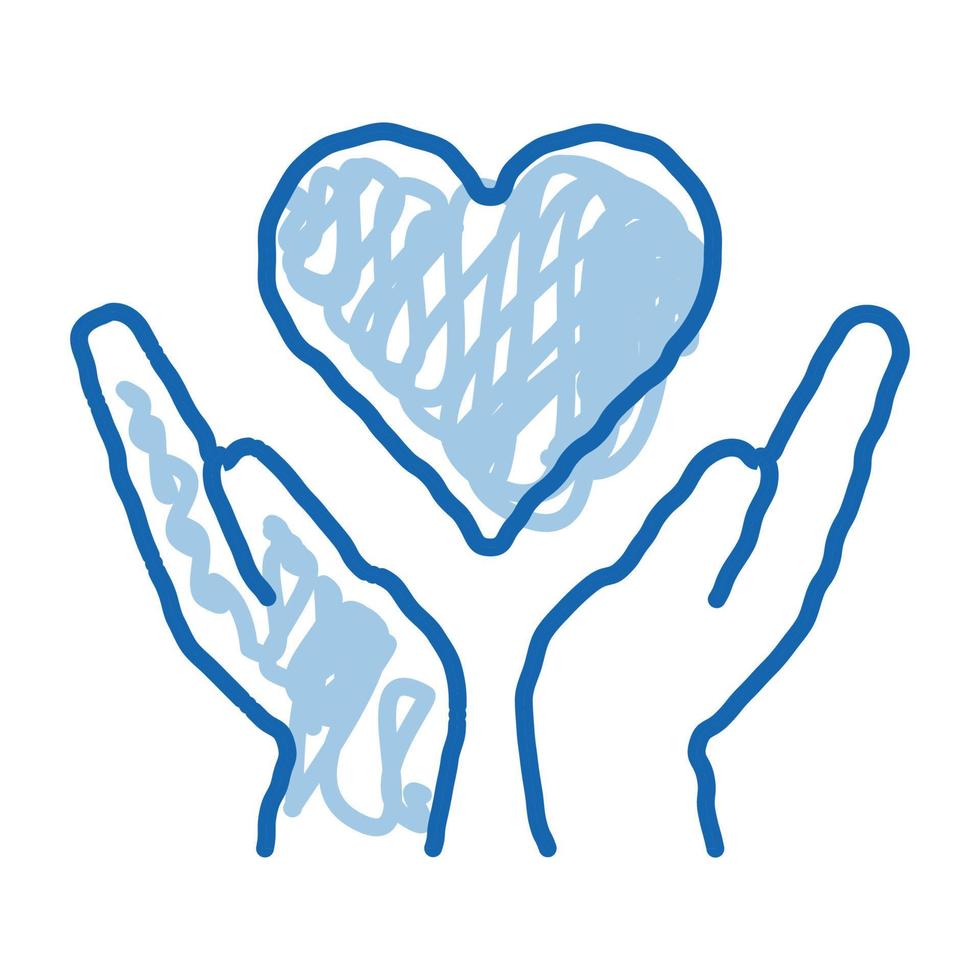 Hands Hold Heart doodle icon hand drawn illustration vector