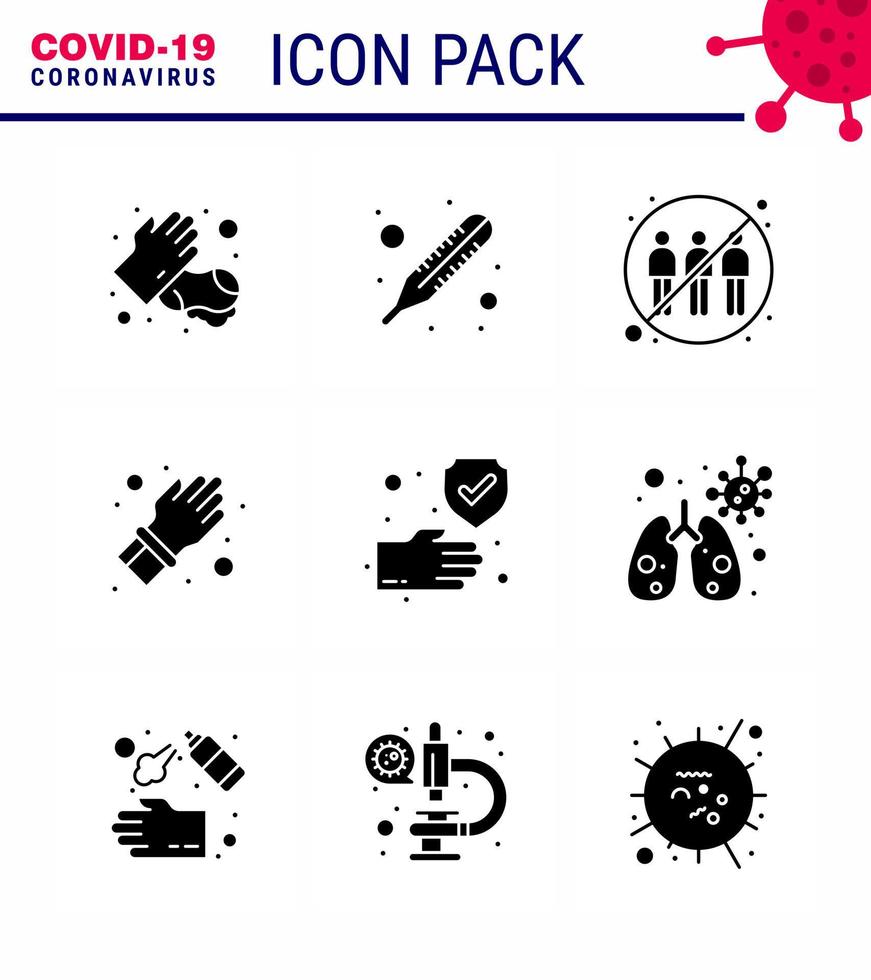 Coronavirus Awareness icon 9 Solid Glyph Black icons icon included hand care engagement protect glove viral coronavirus 2019nov disease Vector Design Elements