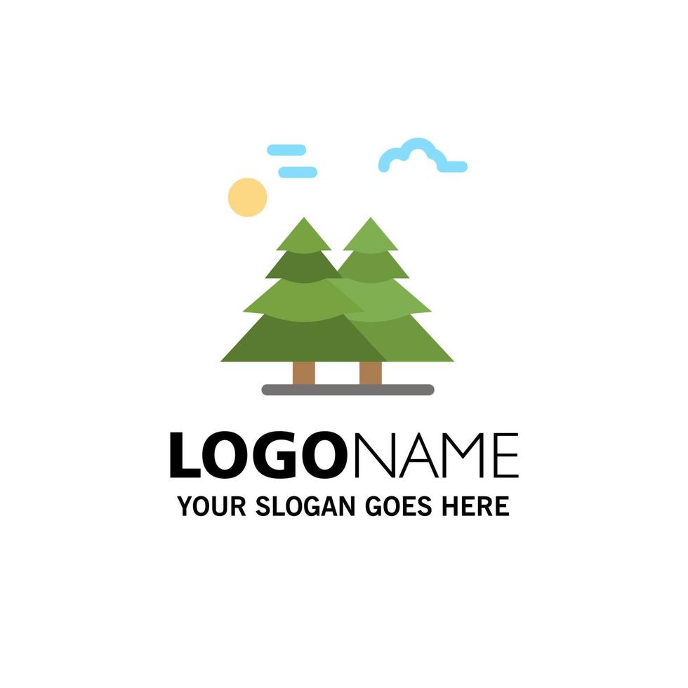 Alpine Arctic Canada Pine Trees Scandinavia Business Logo Template Flat Color vector