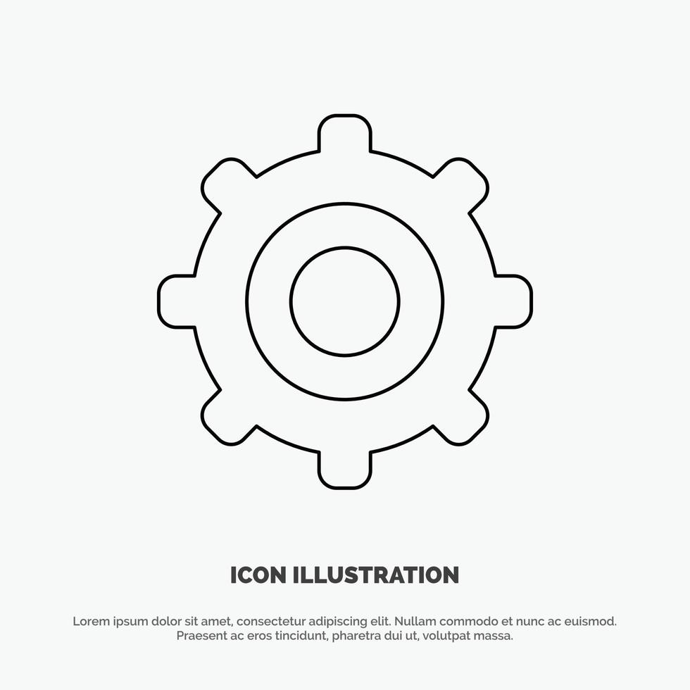 engranaje ajuste cogs línea icono vector