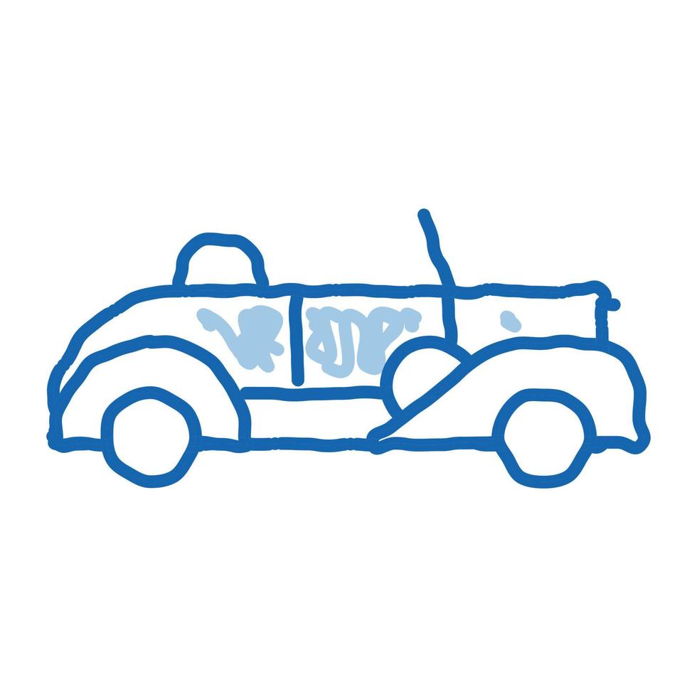 Old Car Cabriolet doodle icon hand drawn illustration vector