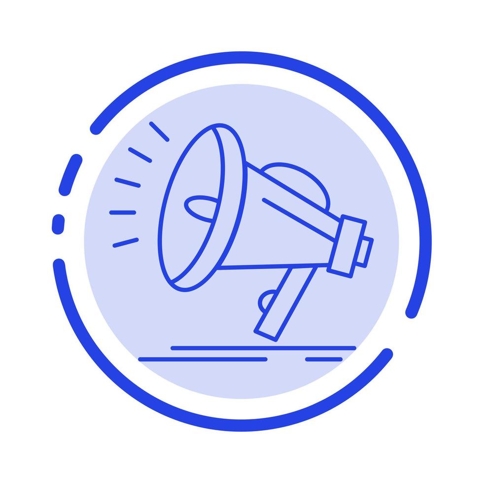 Speaker Loud Audio Voice Blue Dotted Line Line Icon vector