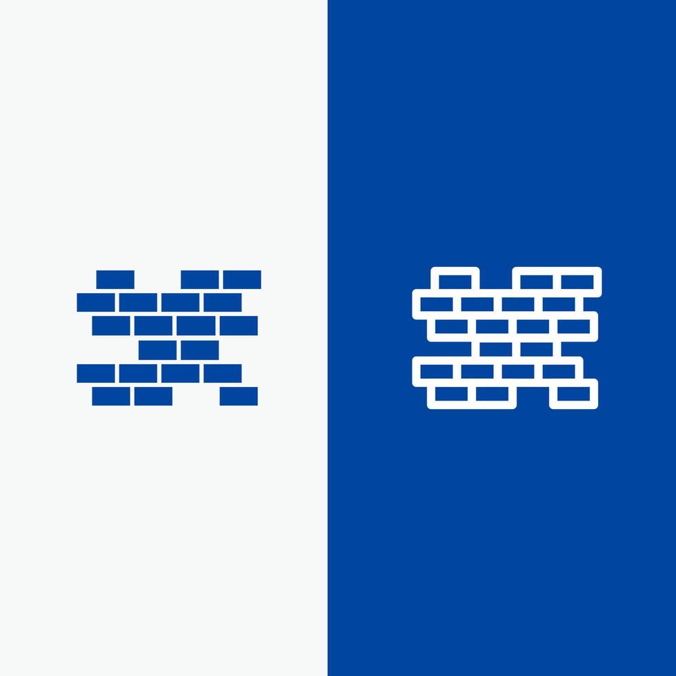 Brick Bricks Wall Line and Glyph Solid icon Blue banner Line and Glyph Solid icon Blue banner vector