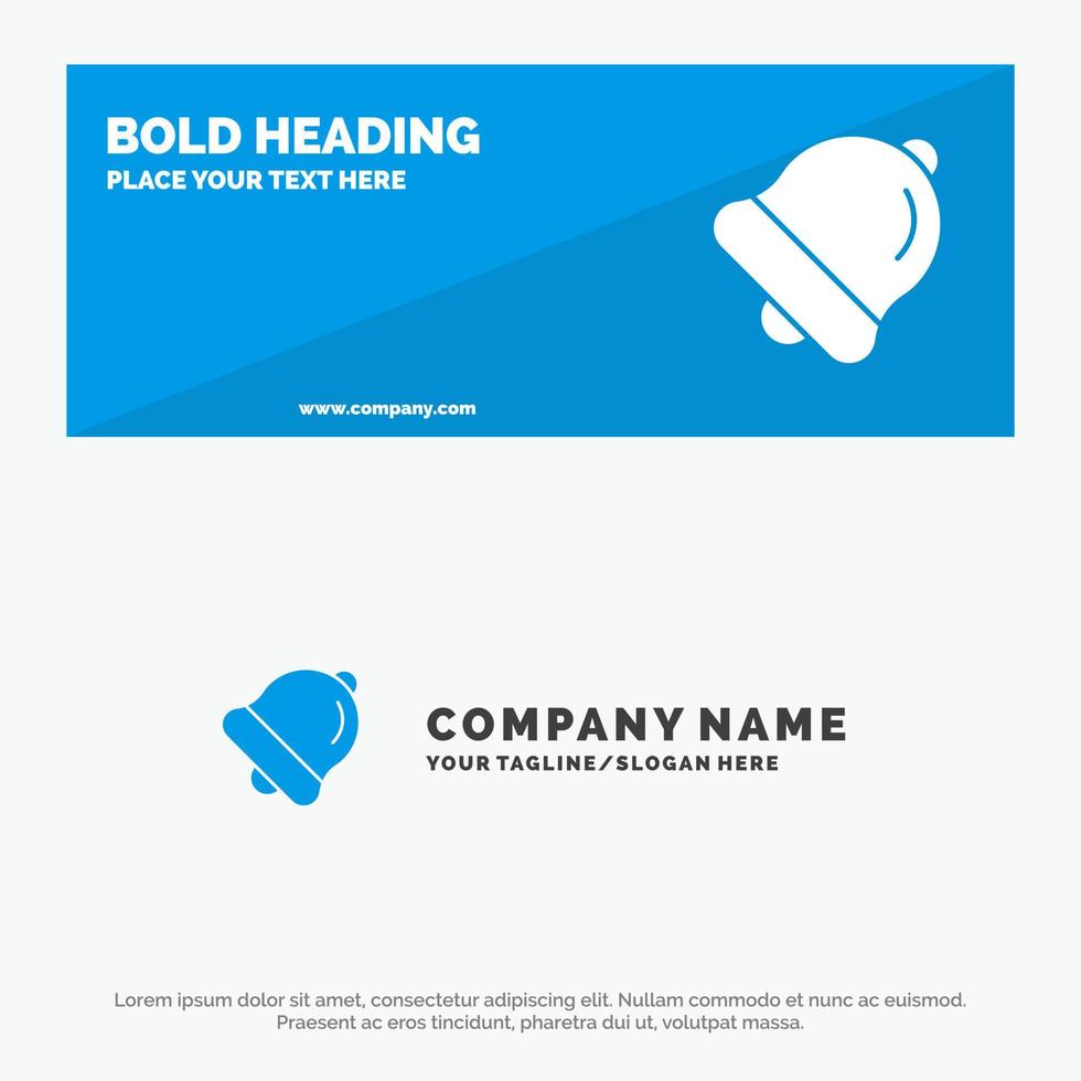 Alarm Bell Education SOlid Icon Website Banner and Business Logo Template vector