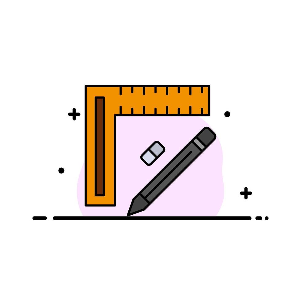 regla construcción lápiz reparación diseño negocio línea plana lleno icono vector banner plantilla