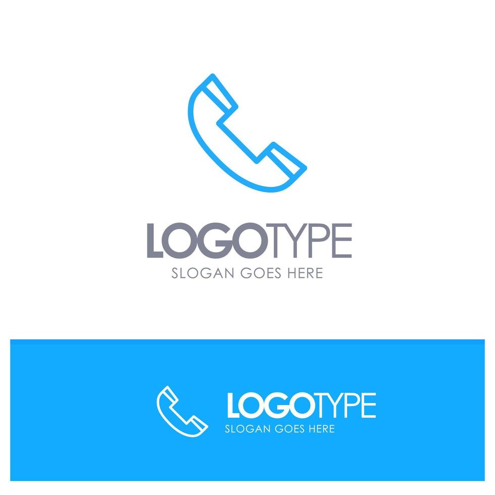 Llame al teléfono de contacto con el logotipo de contorno azul con lugar para el eslogan vector