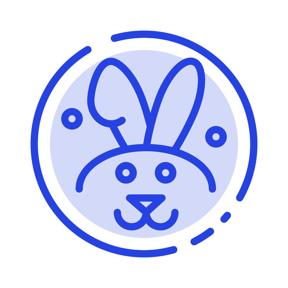 Bunny Easter Rabbit Blue Dotted Line Line Icon vector