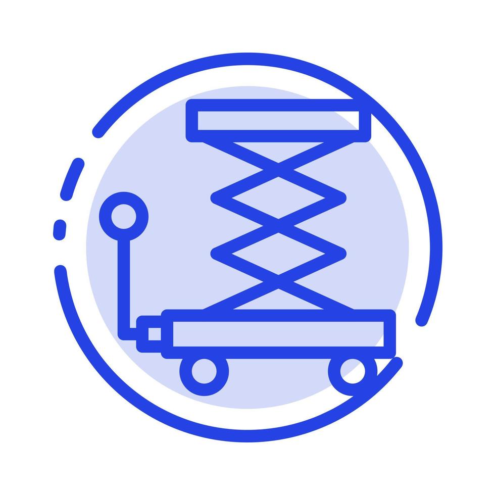 Car Construction Lift Scissor Blue Dotted Line Line Icon vector