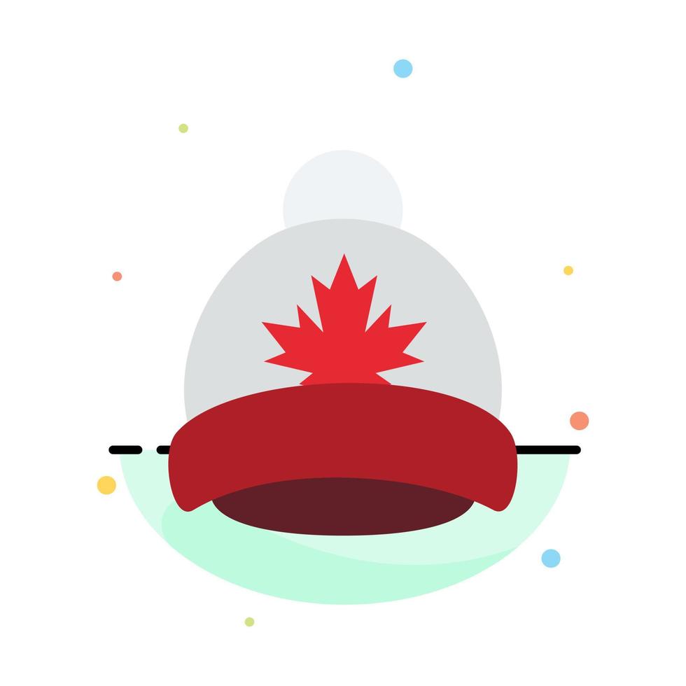 Hat Cap Leaf Canada Abstract Flat Color Icon Template vector