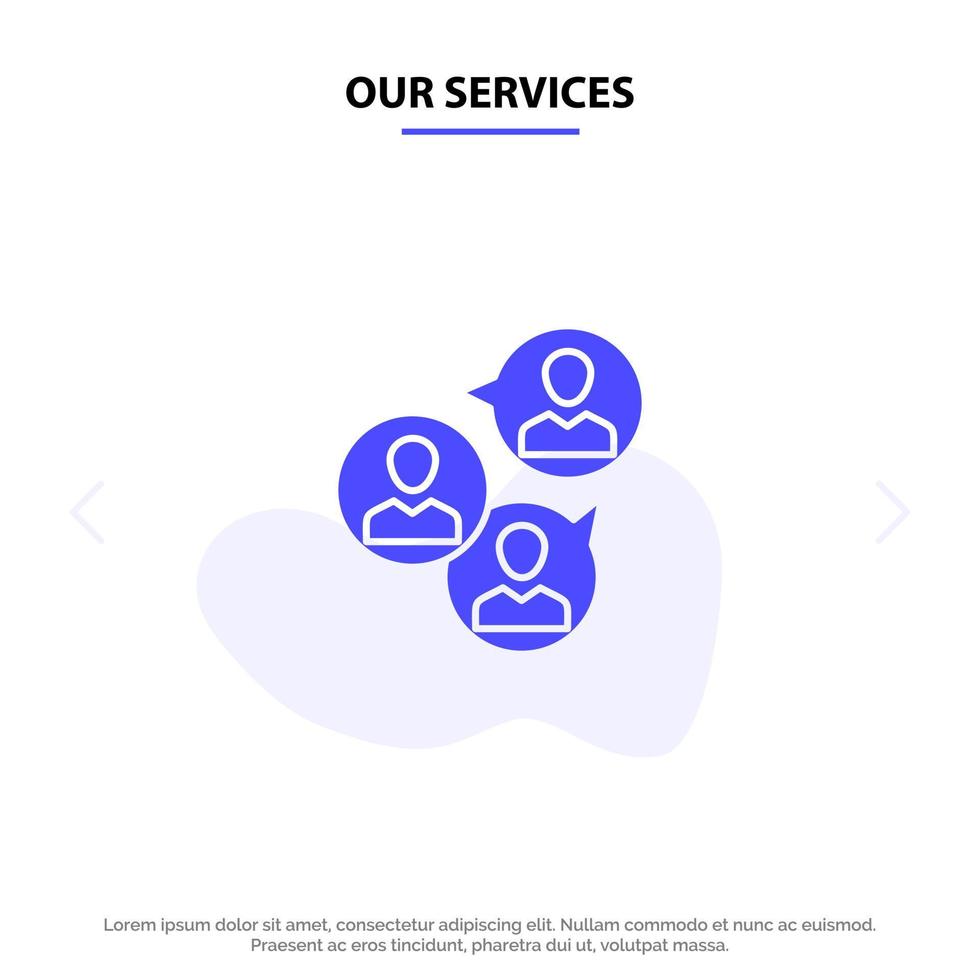 Our Services Focus Group Business Focus Group Modern Solid Glyph Icon Web card Template vector