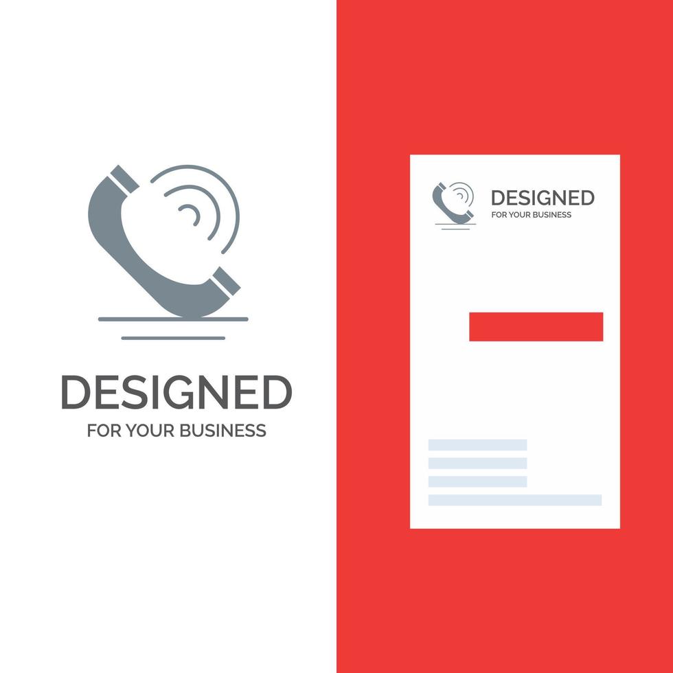 Call Communication Phone Services Grey Logo Design and Business Card Template vector