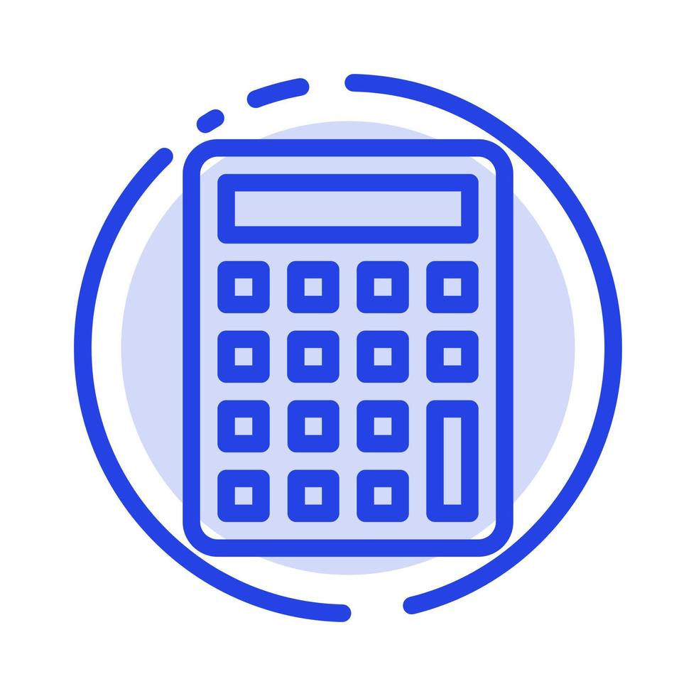 calculadora calcular educación azul línea punteada icono de línea vector