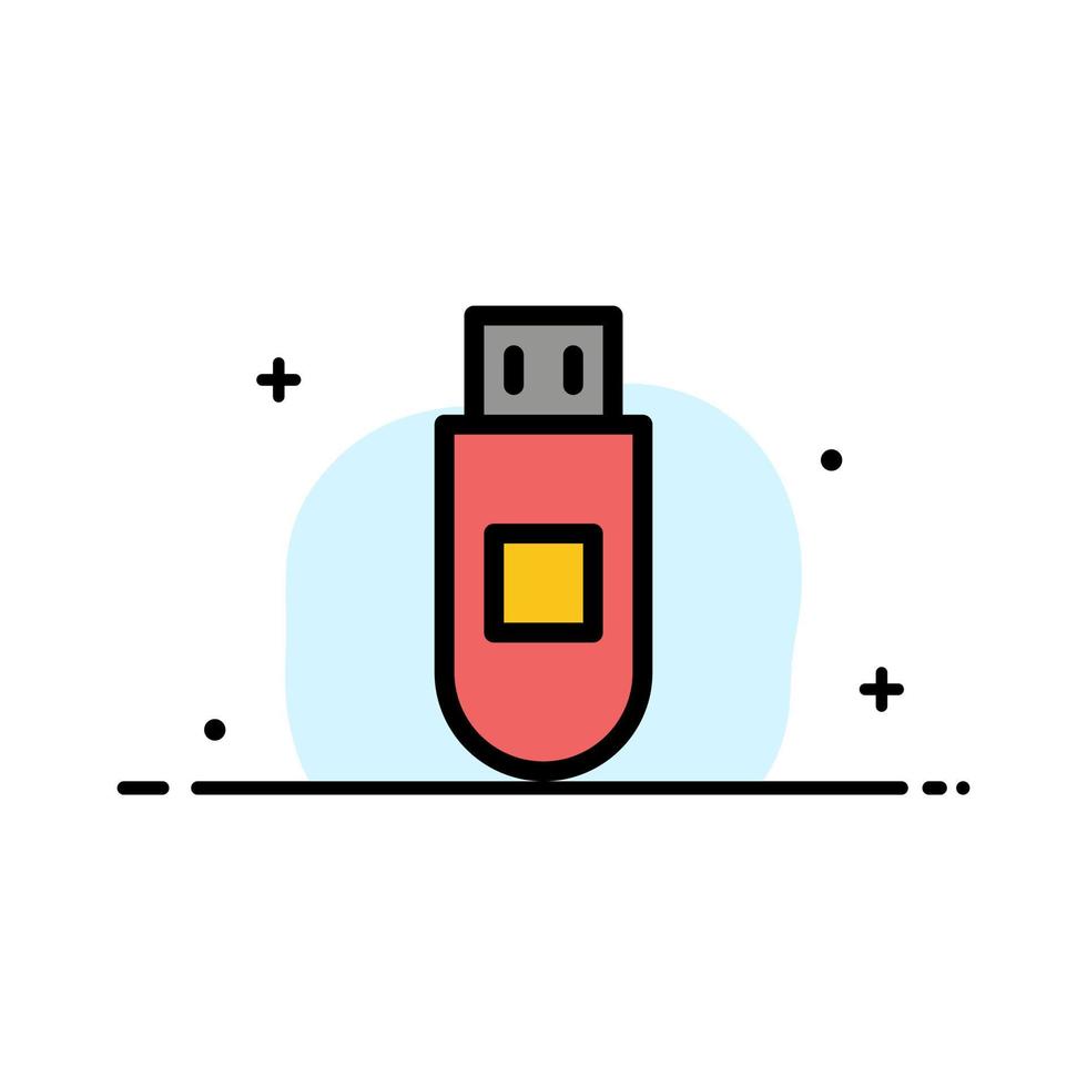 Usb Storage Data  Business Flat Line Filled Icon Vector Banner Template