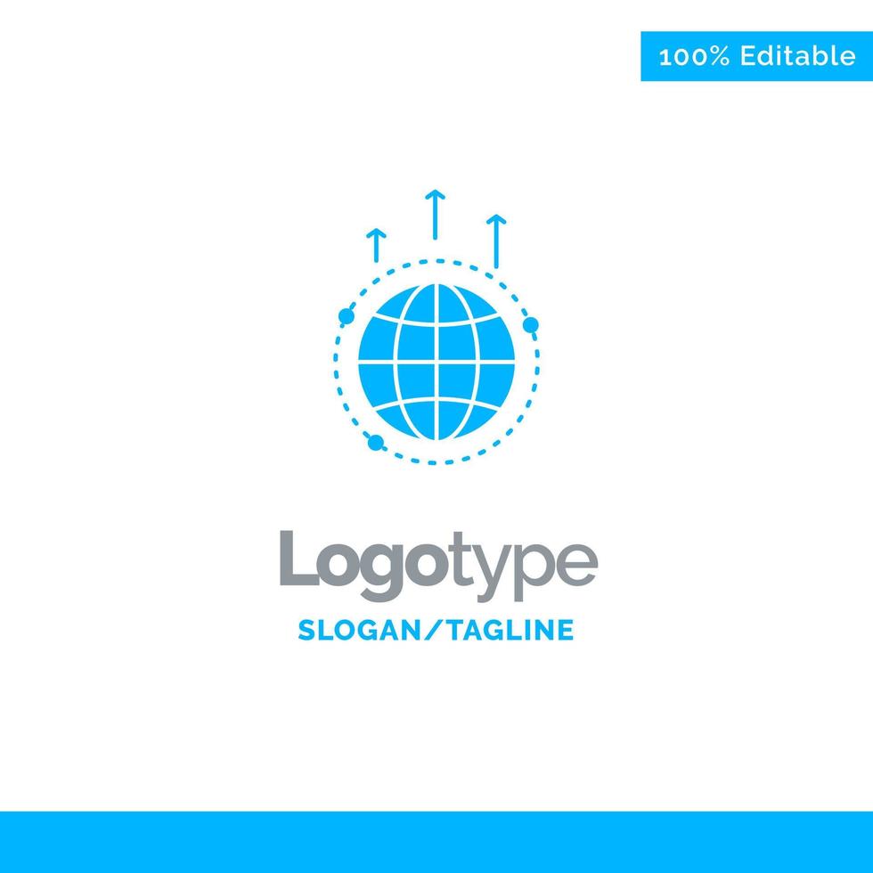 conexión de comunicación empresarial globo mundo global plantilla de logotipo sólido azul lugar para el eslogan vector