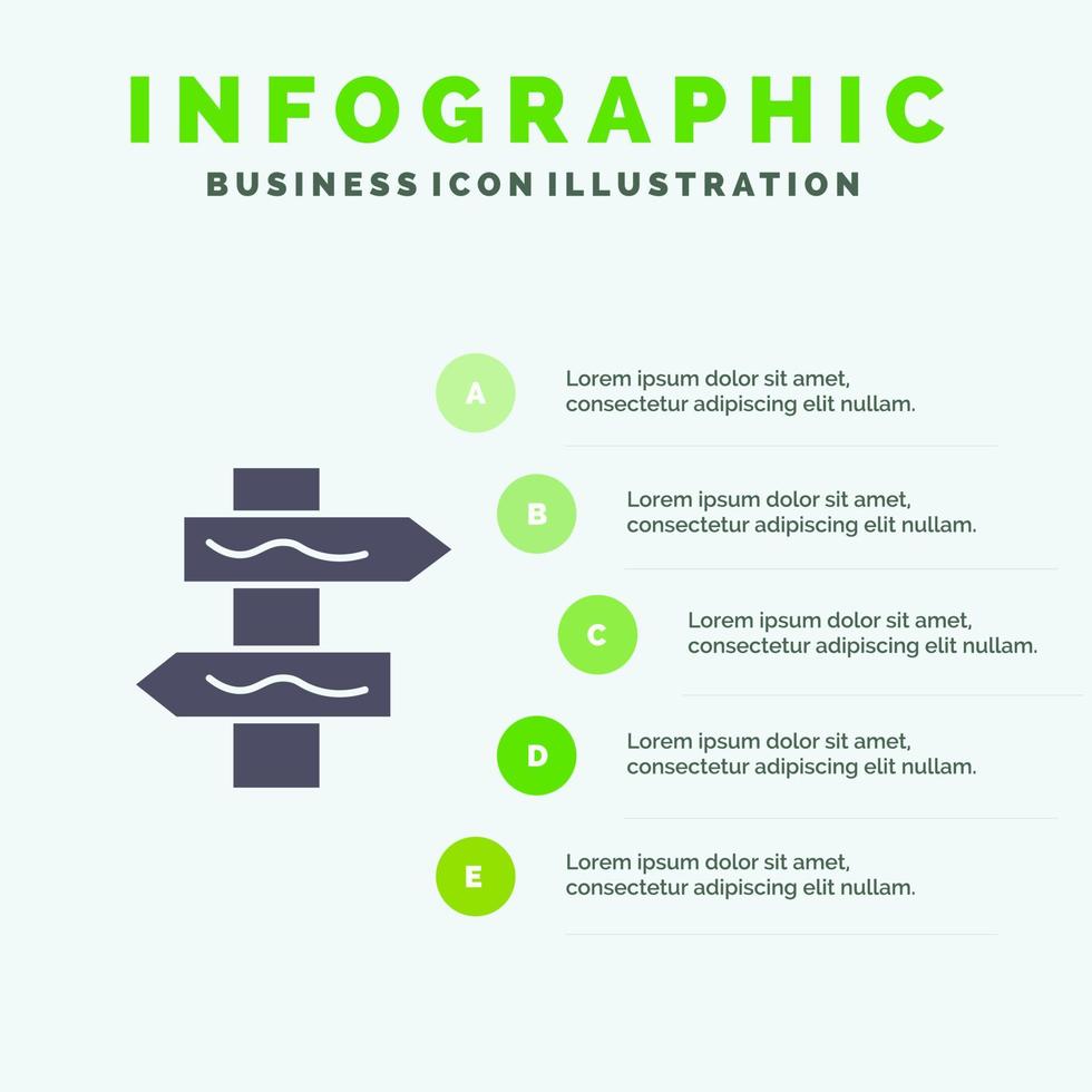 Index Navigation Road Solid Icon Infographics 5 Steps Presentation Background vector