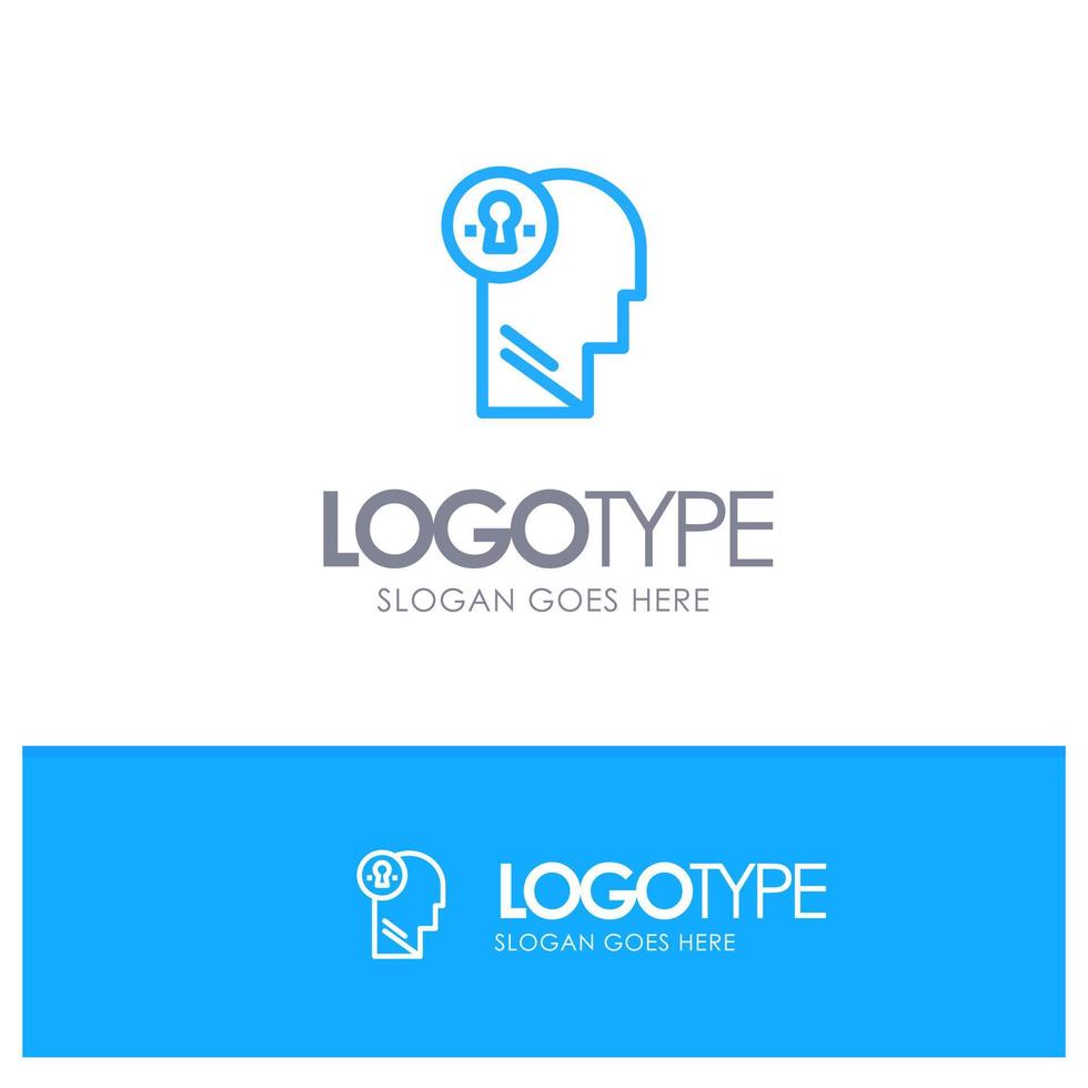 cabeza de negocio idea mente pensar contorno azul logotipo lugar para eslogan vector