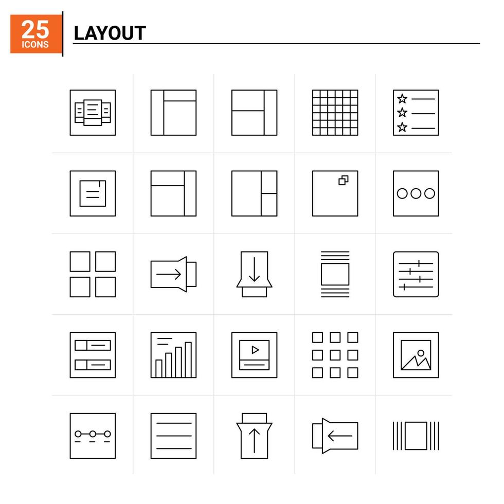 25 Layout icon set vector background